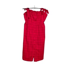 Lazy Oaf Caged In Pink Women's Button Windowpane Tie Dress Size UK 18 US 14